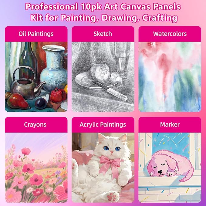 10 Pack 11"x14" Canvas Panels for Painting, Art Painting Supplies | 100% Cotton - Image 7