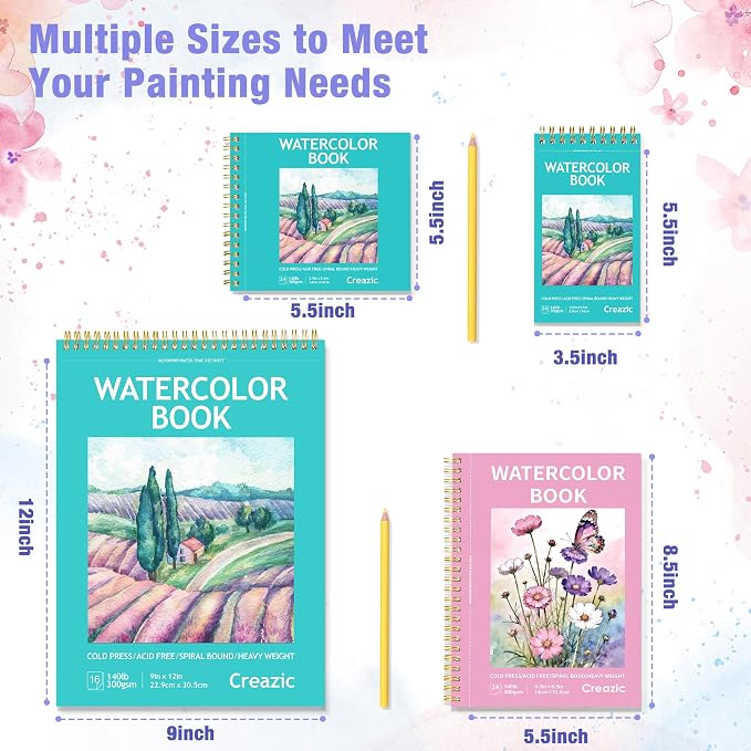 Creazic Small Watercolor Sketchbook, 3.5" x5.5”, Spiral Bound - Image 8
