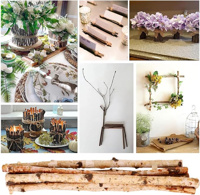 Natural Birch Wood Sticks 15.75 Inch Craft Sticks - Image 6