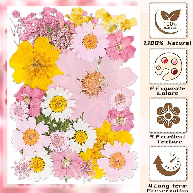 30Pcs Dried Pressed Flowers Bulk Dried Flowers - Image 3