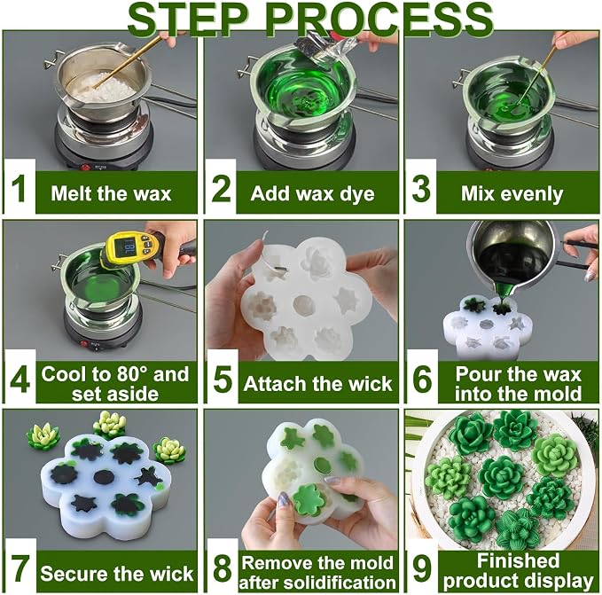 7 Cavity Succulent Candle Molds - Image 6