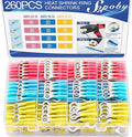 260PCS Heat Shrink Ring Terminals, Sopoby Marine Grade Ring Connectors Tinned Red Copper 16-14 22-18 12-10 Gauge(3 Colors/4 Sizes), #10,1/4",5/16",3/8" Insulated Ring Crimp Terminals