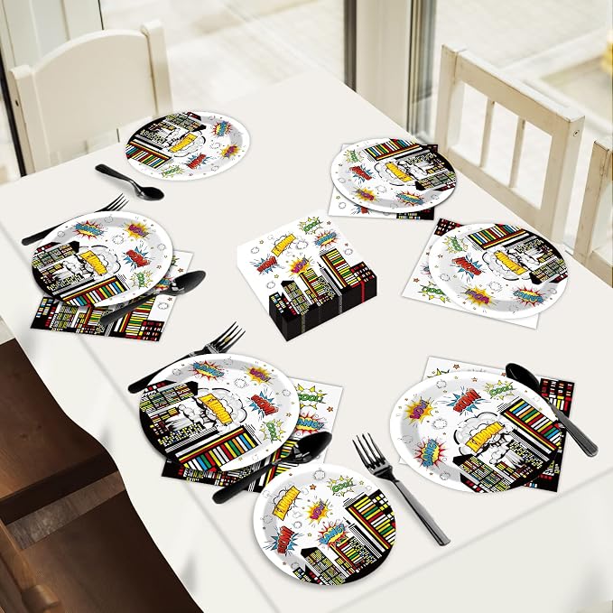 96 PCS Super Theme Hero Party Plates Napkins Hero Themed Party Tableware Hero - Image 5
