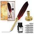 Red Feather Quill Pen and Ink Set by Lagarto