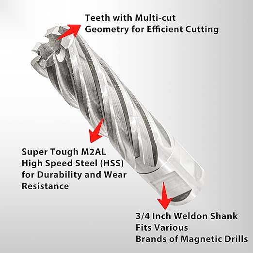 S&F STEAD & FAST - Annular Cutter 3/4" Diameter 2" Cutting Depth, Mag Drill Bits with Pilot Pin for Magnetic Drill Press, 1Pc