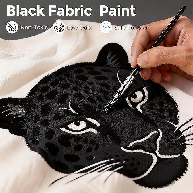 Nicpro Black Fabric Paint, 8.45 oz Fabric Paint - Image 3
