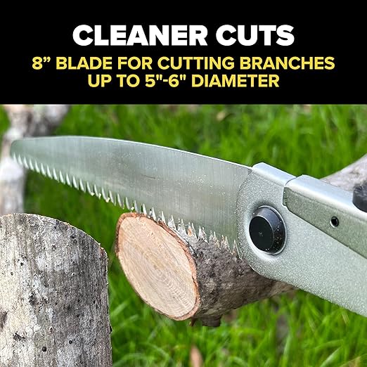 Jameson 8 Inch Folding Pruning Hand Saw for Single Hand Use with Tri-Cut Blade and Slip Resistant Grip, Professional Grade Knife