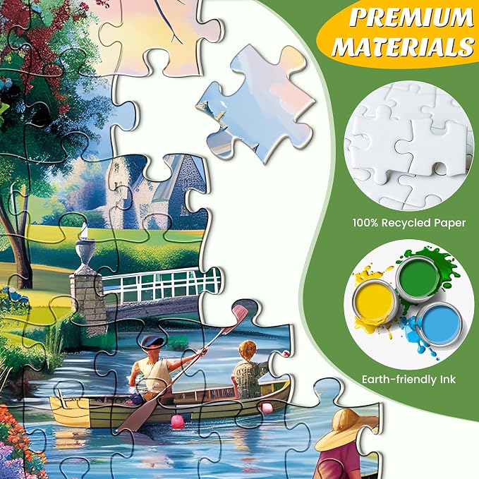 500 Pieces Puzzle for Adults, Waterside Cottage Puzzle, Recycled Cardboard - Image 2