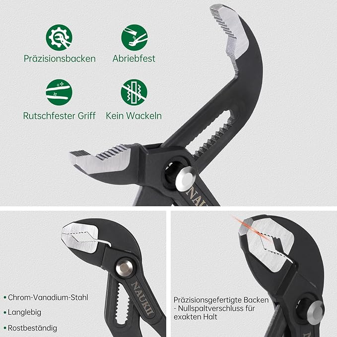 3pcs 8/10/12 inch Groove Joint Pliers Set Comfortable Handle Tongue-and-Groove Pliers for Home Repair Water Pump Pliers with Roll Up Case Adjustable Pliers