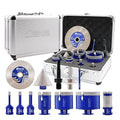 SHDIATOOL Diamond Tile Drill Bits Kit 12pcs, Porcelain Hole Saw Sets, Core Bits Cutter for Drilling Ceramic Marble Granite (6/8/10/35/50/65/25MM/2/HEX/SDSPLUS/4.5"/6MM)