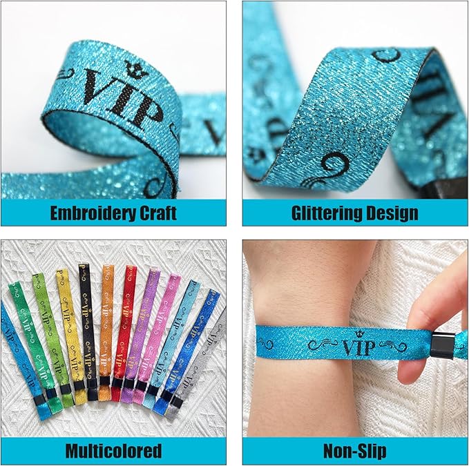100 Pcs VIP Cloth Event Wristband, Disposable VIP Wristbands for Events, Colored VIP Wristbands Events,for Lightweight Concert,Club Entrance Wrist Strap Party Wristband Event (Color : Water Blue)