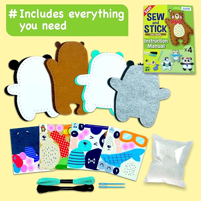 EZCRA Bear Sewing Kit for Kids Ages 4-8 - Image 3