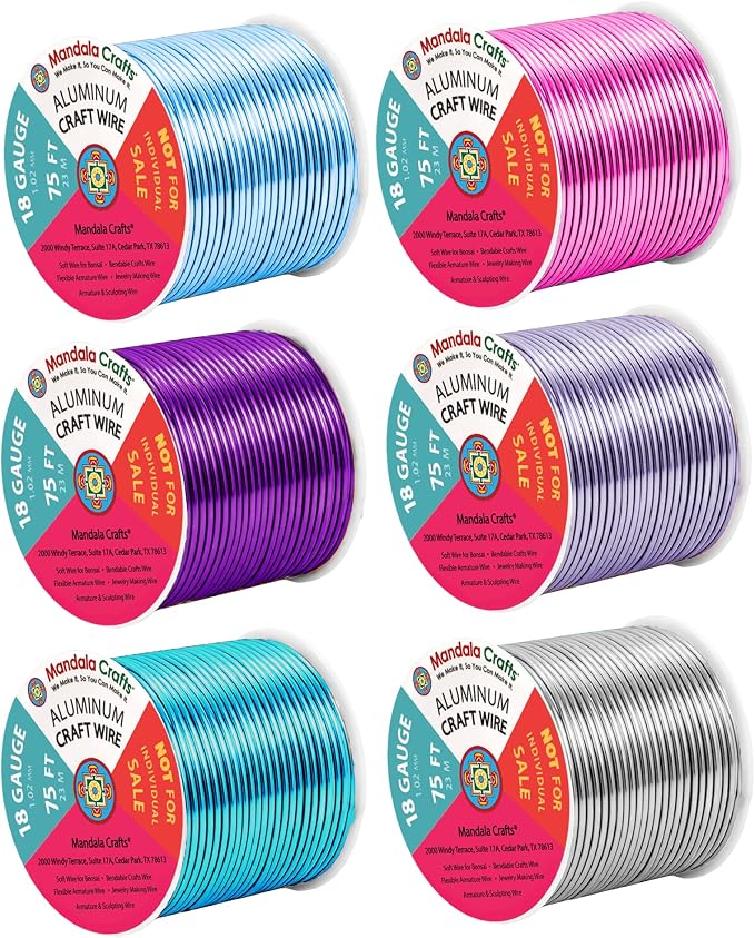 Mandala Crafts 18 GA Turquoise Pink Assorted Anodized Aluminum Craft Wire | 450 by MandalaCrafts