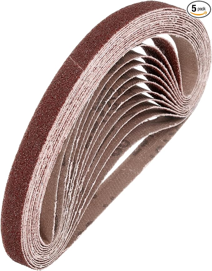 HARFINGTON 3/8 x 21 Inch Sanding Belts, 5 Pcs 60 Grits Aluminum Oxide Abrasive Belt Sander File Belt for Woodworking, Metal Polishing, Knife Sharpener