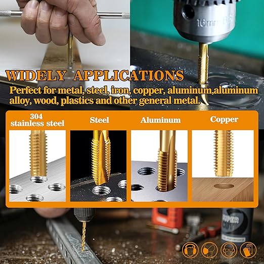 M8x1.25 Tap and 6.75mm Drill Bit Kit, M2 HSS Metric Drill and Tap Set, Combination of Drill and Tap Kit for Metal