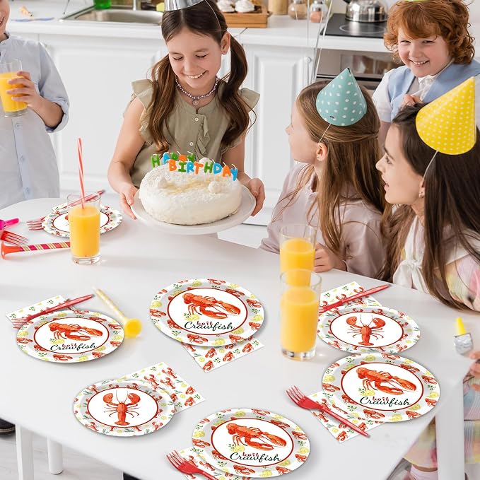 Qyeahkj 100 Pcs Crawfish Boil Party Plates and Napkins Set Crawfish Party - Image 6