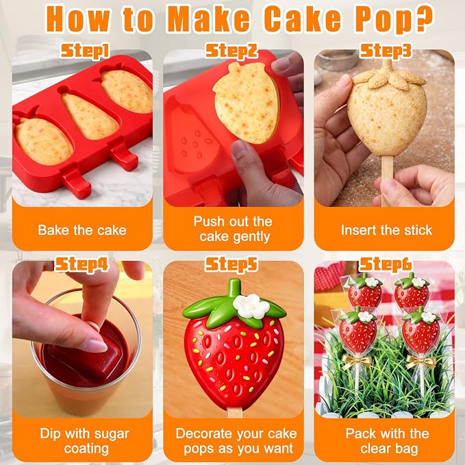 Mity rain 2 Pack Cake Pop Molds Silicone, 6 Cavity Reusable Cakesicle Molds | - Image 5