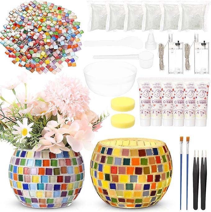 Remerry 2 Set Glass Mosaic Candle Holder Kit by Remerry