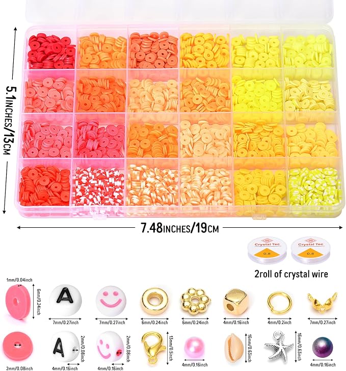 Ilootm Friendship Bracelet Making Kit, 96 Colors Polymer Clay Beads & 24 Colors - Image 5