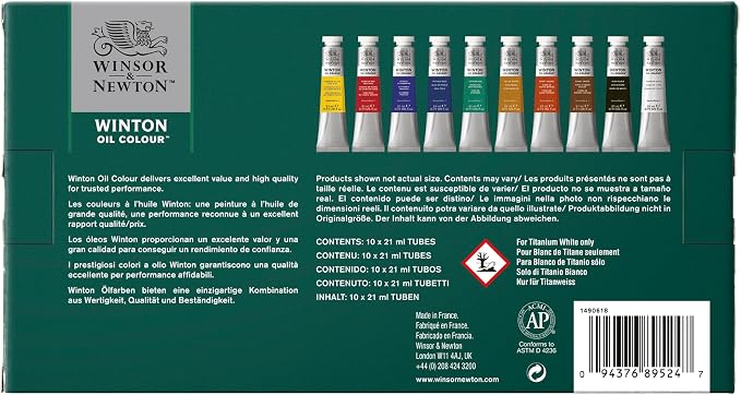Winsor & Newton Winton Oil Color Paint, Basic Set, 10 x 21ml Tubes - Image 12