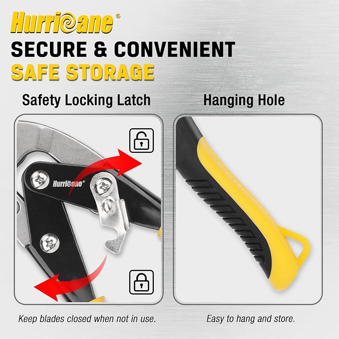 HURRICANE 10 inch Aviation Tin Snips, Straight Cut Metal Shears - Image 5