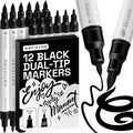 ARTISTRO 12 Black Acrylic Paint Markers by ARTISTRO
