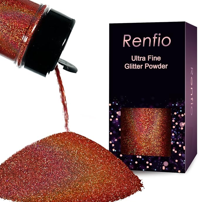 Renfio Holographic Ultra Fine Glitter Powder Metallic Resin Glitter 2.11 Oz PET by Renfio