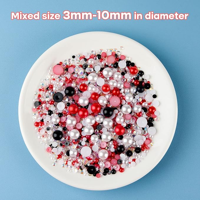 ASTARON 50g Mix Flatback Rhinestones Half Pearls - Image 3