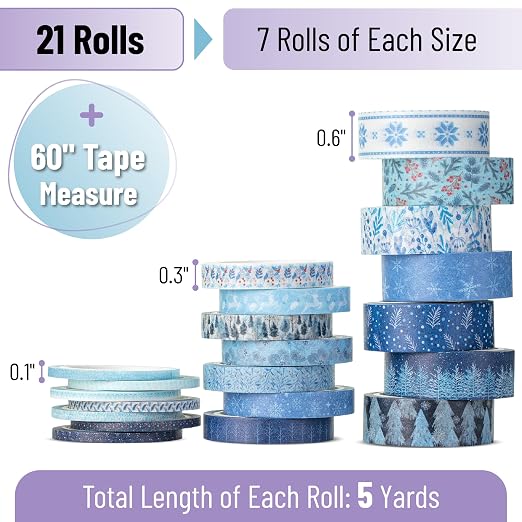 Mr. Pen- Washi Tape Set, 21 Rolls, 5 Yards/Roll | Washi Tape - Image 2