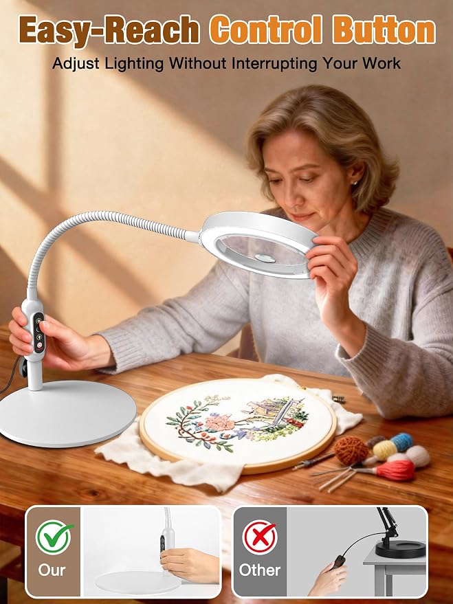 30X 10X Magnifying Glass with Light and Stand, 5 Color Modes Stepless Dimmable - Image 5