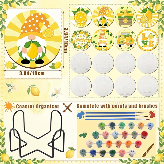 Reallnaive 8 Pcs Lemon Paint by Numbers Kit - Image 3