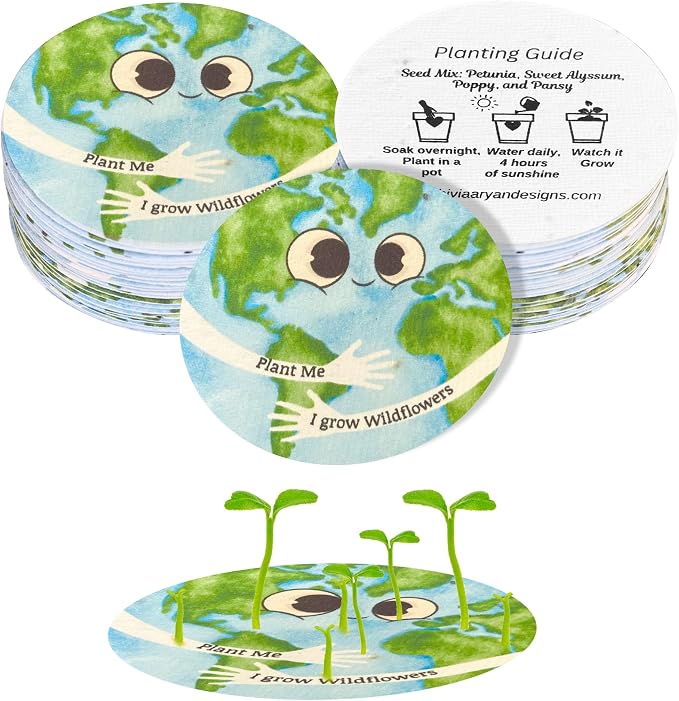 25 Plantable Seed Paper Earth Day Cards- Embedded by PuzzleMat