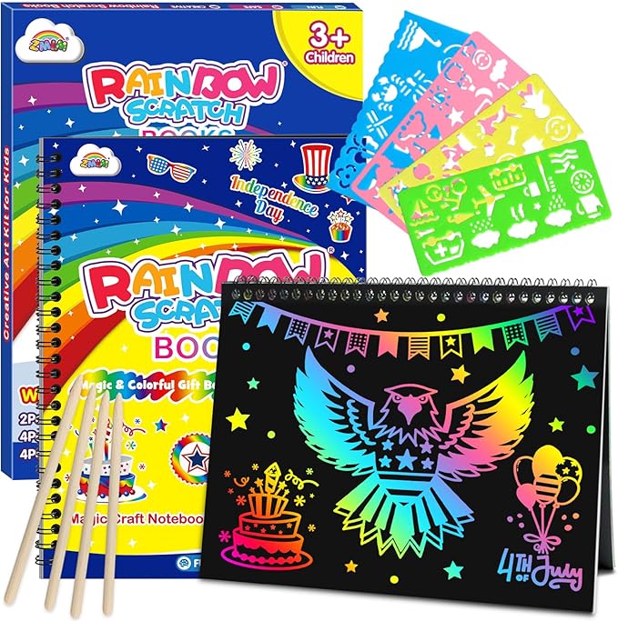 ZMLM Scratch Paper Art-Crafts Gift: 2 Pack Rainbow Notebooks Supplies by ZMLM