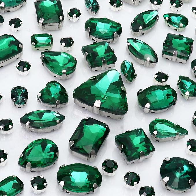 Dowarm Sew on Rhinestones 104 PCS Mixed Shapes Glass Sew on Crystals by Dowarm