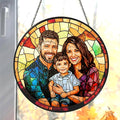 Personalized Family Stained Glass Sun Catcher, Custom Photo Family Portrait by Noni