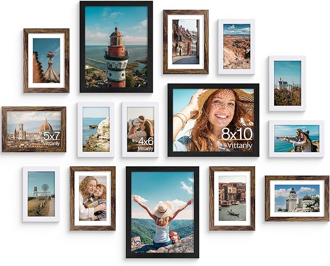 Vittanly 15 Pack Picture Frames Collage Wall Decor, Gallery Frame Set by Vittanly
