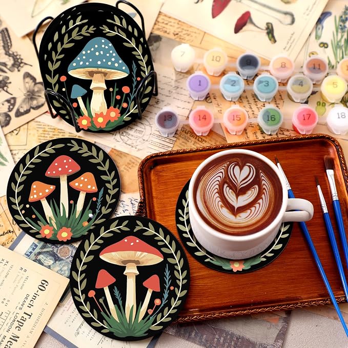 Reallnaive 8 Pcs Mushroom Paint by Numbers Kit - Image 2