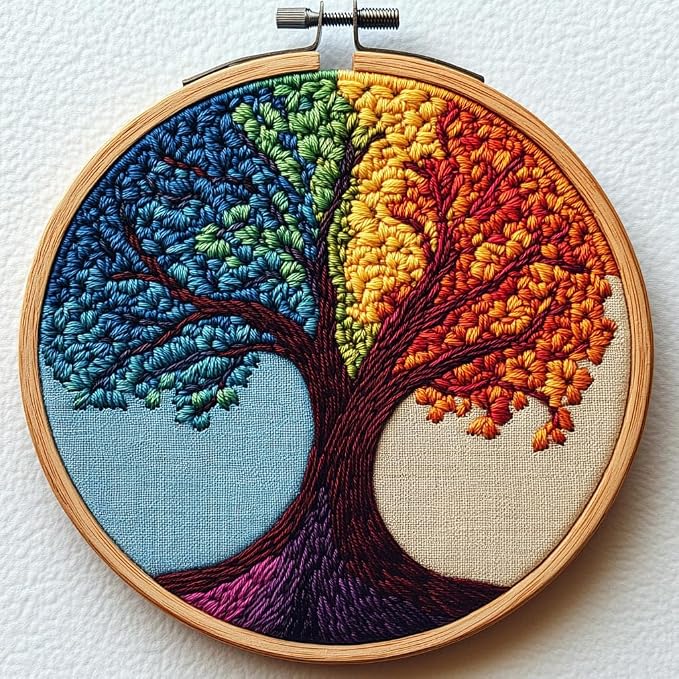 Punch Needle Kits for Beginners Abstract Colorful Tree 20x20cm | Easy for by Unknown