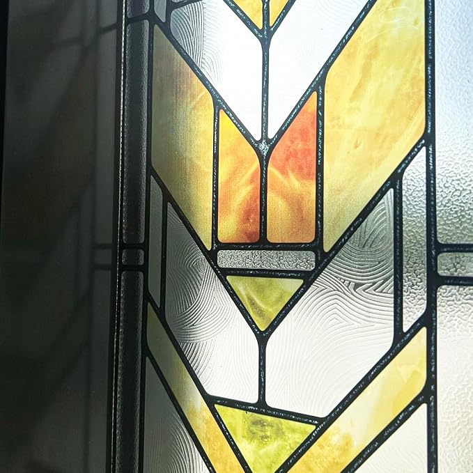 Original Hand Drawn Faux Stained Glass Window Film, Double-Sided Privacy Static by ChicSkin