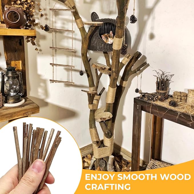 TKOnline 300Pcs Craft Sticks, 10cm 0.1-0.2 Inch in Diameter Wood Log Sticks - Image 7