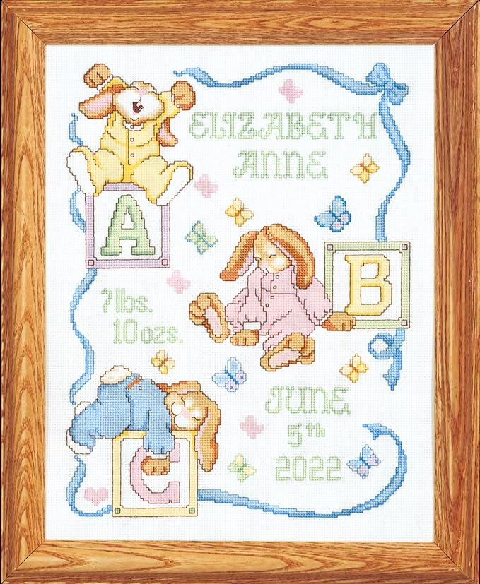 Janlynn 242077 Sleepy Bunnies Sampler Counted Cross Stitch Kit by Janlynn