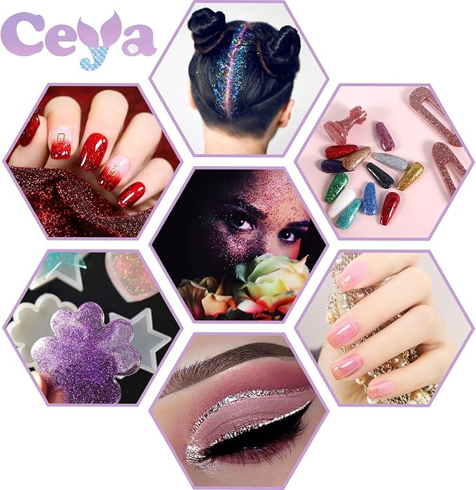 Ceya 3.8oz/ 110g Holographic Ultra Fine Glitter Powder Laser Wine Red Glitter - Image 8