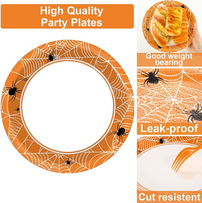 100 Pcs Spiderweb Party Plates and Napkins - Image 4