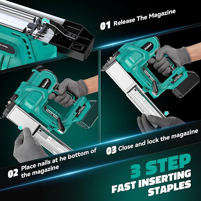 Ecarke Brad Nailer Cordless Stapler Compatible with Makita 18V (No Battery), 2 in 1 Electric Nail Gun/Staple Gun with 18GA Nails/Staples, Battery Power 2 Inch Nailer for Trim Wood Crafting Home DIY