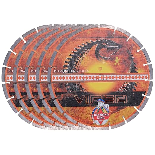14 Inch 5-Pack Viper Laser Concrete Diamond Blade – Professional Grade for Concrete, Brick, Block, Stone & Pavers – Precision Cutting Disc for Electric or Gas Saws Wet/Dry, 1"-20mm Arbor (14" 5pcs)