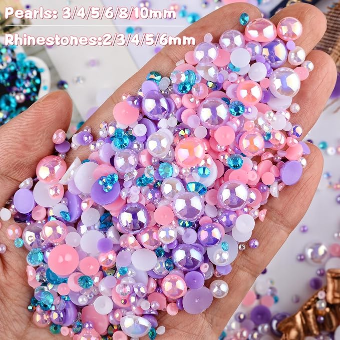3900+ Pcs Rhinestones and Pearls Kit, 2-10mm Flatback Gems - Image 3