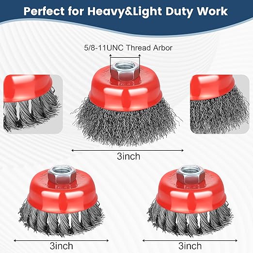 7pcs Wire Wheel for 4 1/2 Angle Grinder Wire Wheel Brush Cup Set with Threaded Arbor, Angle Grinder Wire Wheel for Rust, Corrosion, Paint Removal