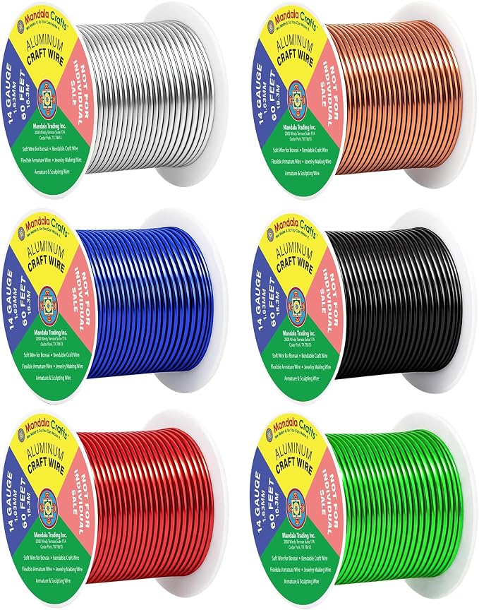 Mandala Crafts 14 GA Black Red Green Assorted Anodized Aluminum Craft Wire | by MandalaCrafts