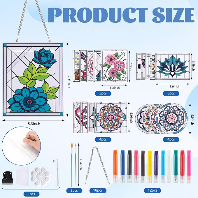 73 Pcs Mandala Stained Glass Painting Starter Kit - Image 2