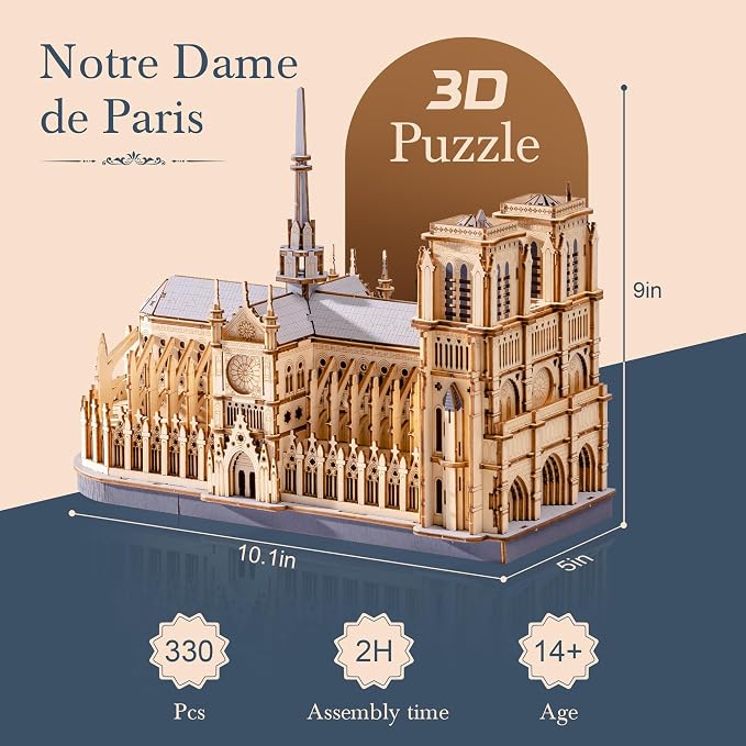 Rowood 3D Puzzles for Adults, Wooden Architecture DIY Model Kit Building Set - Image 6